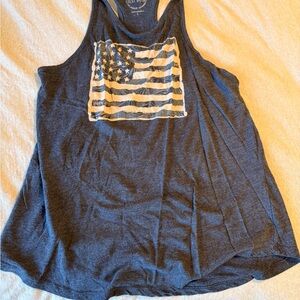 Lucky Brand Navy Tank Top with Flag Graphic